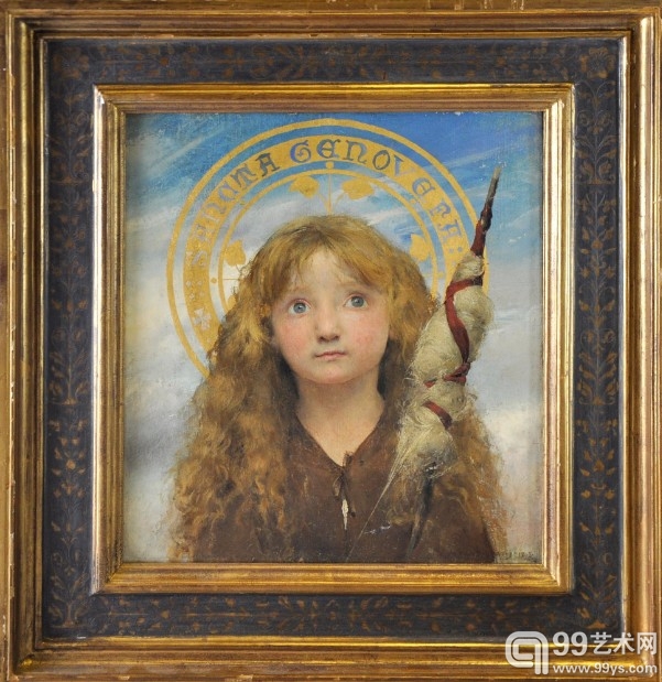 杰奎琳画廊，帕斯卡•达仰•布弗莱（Pascal DAGNAN-BOUVERET, 1852-1929），执着纺锤的小女孩，布面油画，30.5 x 27.5 cm，1878