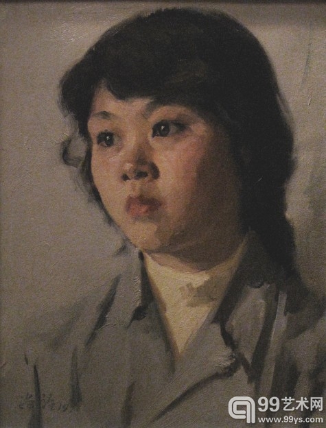 久画廊 靳尚谊 《灰衣女孩》26.5X36.5cm纸本油画1976靳尚谊