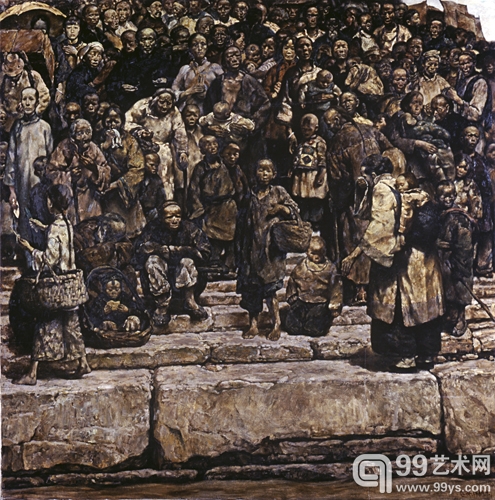 程丛林-码头的台阶 185X185cm布面油画1984