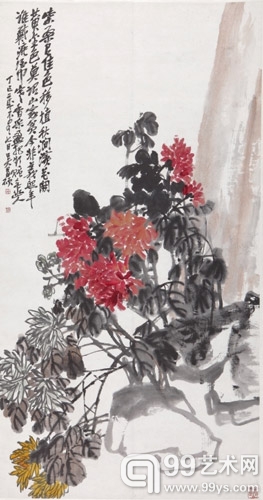 吴昌硕《秋菊盈园》