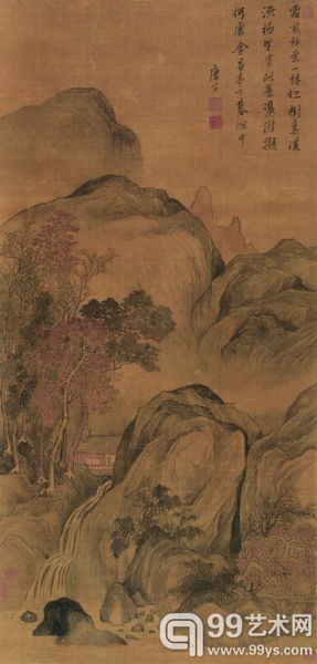 唐寅 金昌暮烟图 绢本立轴 年代不详