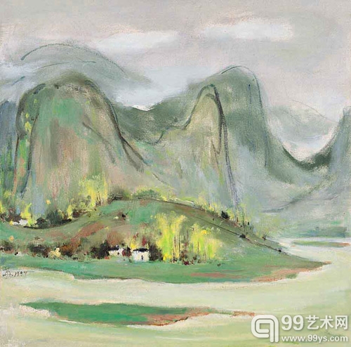 苏天赐  漓江云 1994年 油彩画布 77×77 cm