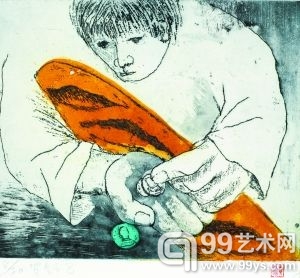 《买面包》 铜版画 1972年 