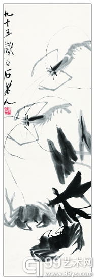点击进入下一页 齐白石 虾蟹图 纸本立轴100×33cm-图片版权归原作者所有