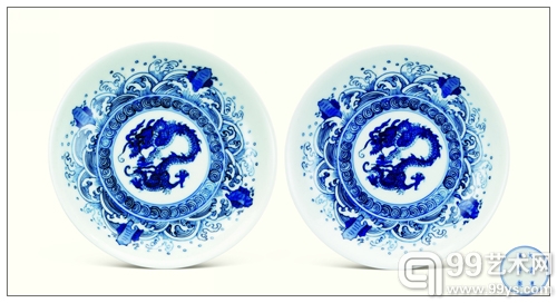 点击进入下一页 清康熙青花海水龙纹盘一对 D14.5×2-图片版权归原作者所有