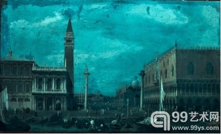 需要修复的画作《威尼斯：圣马可广场旁的莫诺酒店》----卡纳莱托，丹佛美术博物馆收藏