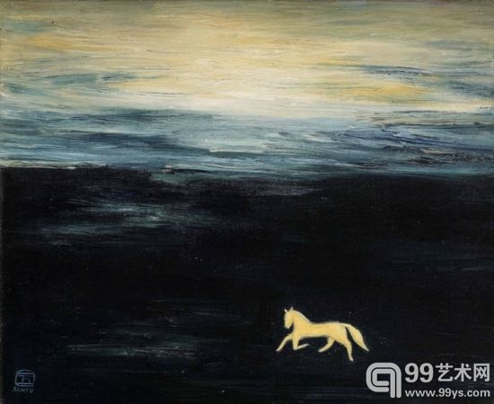 《马》油彩畫布 38×45.5cm