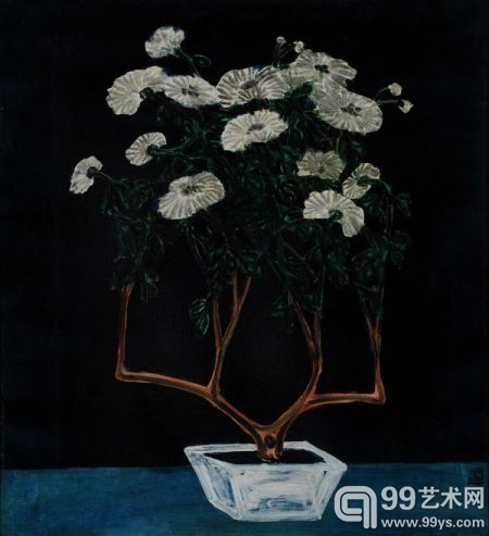 《幽蓝明菊》木板油画 70×62cm 1950