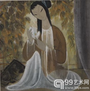 林风眠 《赏花仕女》