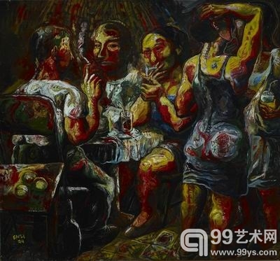 张恩利 《酒吧》布面油画 1994年 160×140cm