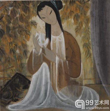 林风眠 《赏花仕女》