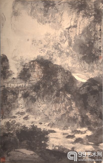 傅抱石《山亭雅集》 水墨纸本立轴  88x56.5cm.  一九四五年作