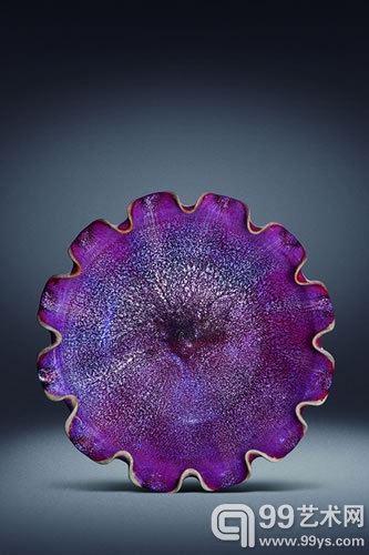 任星航 / Ren Xinghang 钧窑玫瑰红荷口盘Chün Ware Hekoupan of Rose Color 陶瓷 / Ceramics 7×26 cm