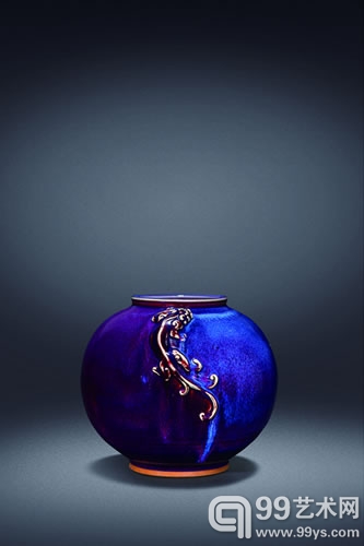 任星航 / Ren Xinghang 钧窑丁香紫螭虎罐Chün Ware Chihu Pot of Purple Lilac Color 陶瓷 / Ceramics 27×30 cm