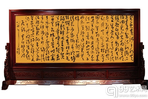 李斌权 / Li Binquan 李白《将进酒》/ Li Bai《Qiang Jin Jiu》 金底釉上瓷板屏风 / Porcelain plate screen  486×372cm 2011