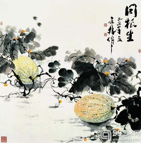 刘岳林 / Liu Yuelin 同根生 / The Same Root 纸本水墨 / Water & ink on paper68×68cm 2010