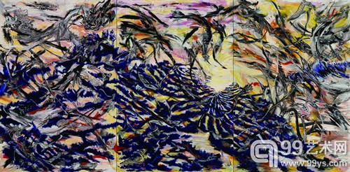 王淑铃《呤唱的河流》油彩，画布 305×624cm 2010-2011