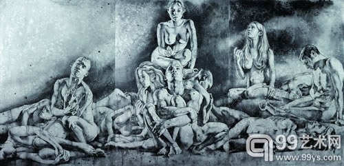 赵尔俊 / Erjun Zhao 星辰 / Stars 布面综合材料 / Mixed media on canvas 200×138cm×3 2012