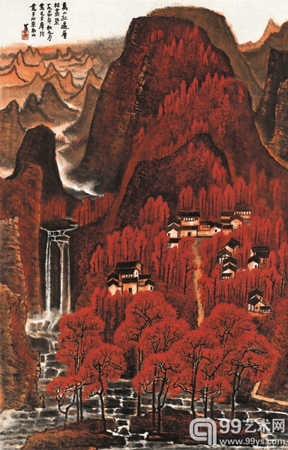 李可染-《万山红遍》-131x84cm-镜心-设色纸本-1964年作