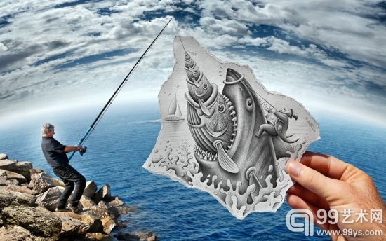 铅笔素描和摄影结合的神奇作品