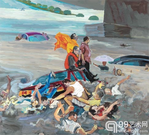 林旭东、陈丹青和韩辛都喜欢德拉克罗瓦的《但丁之小舟》，“四十年的故事”开展前，韩辛特意创作了《向德拉克罗瓦致敬》，原作中的小舟变成了汽车，舟上的但丁，变成了他们三兄弟。