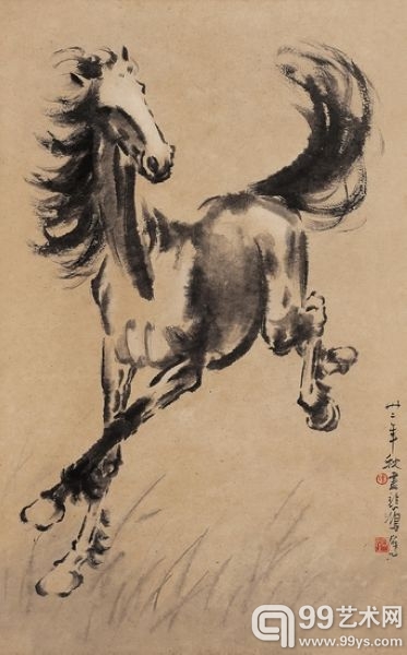 徐悲鸿 《奔马》 设色纸本 镜心 78.8×47.5cm