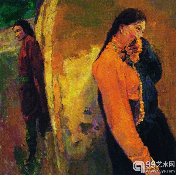陈逸飞《西藏的男人和女人》布面油画 150 × 150cm
