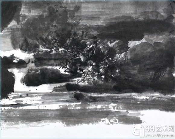 赵无极-无题-纸本水墨-47x60cm