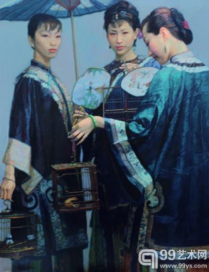 陳逸飛  執扇仕女之一  180×140cm 成交价1610万元.jpg