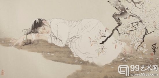 　何家英 《春梦》设色纸本 镜心 69×138cm