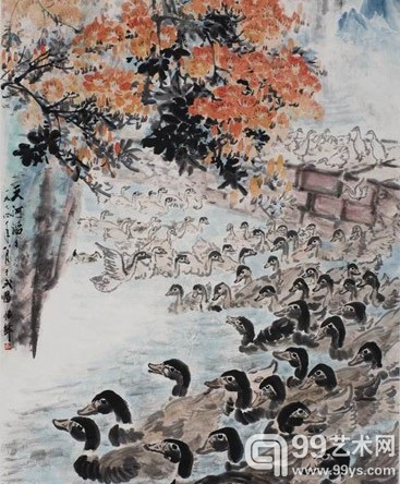 张振铎 《天河滔滔》 159×97cm 纸本水墨 1974年