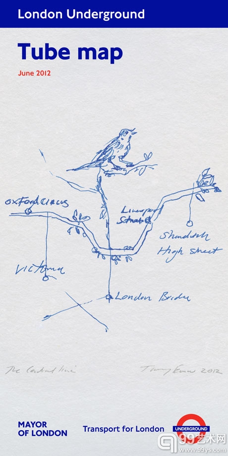 翠西·艾敏设计的第16版伦敦地铁线路图封面