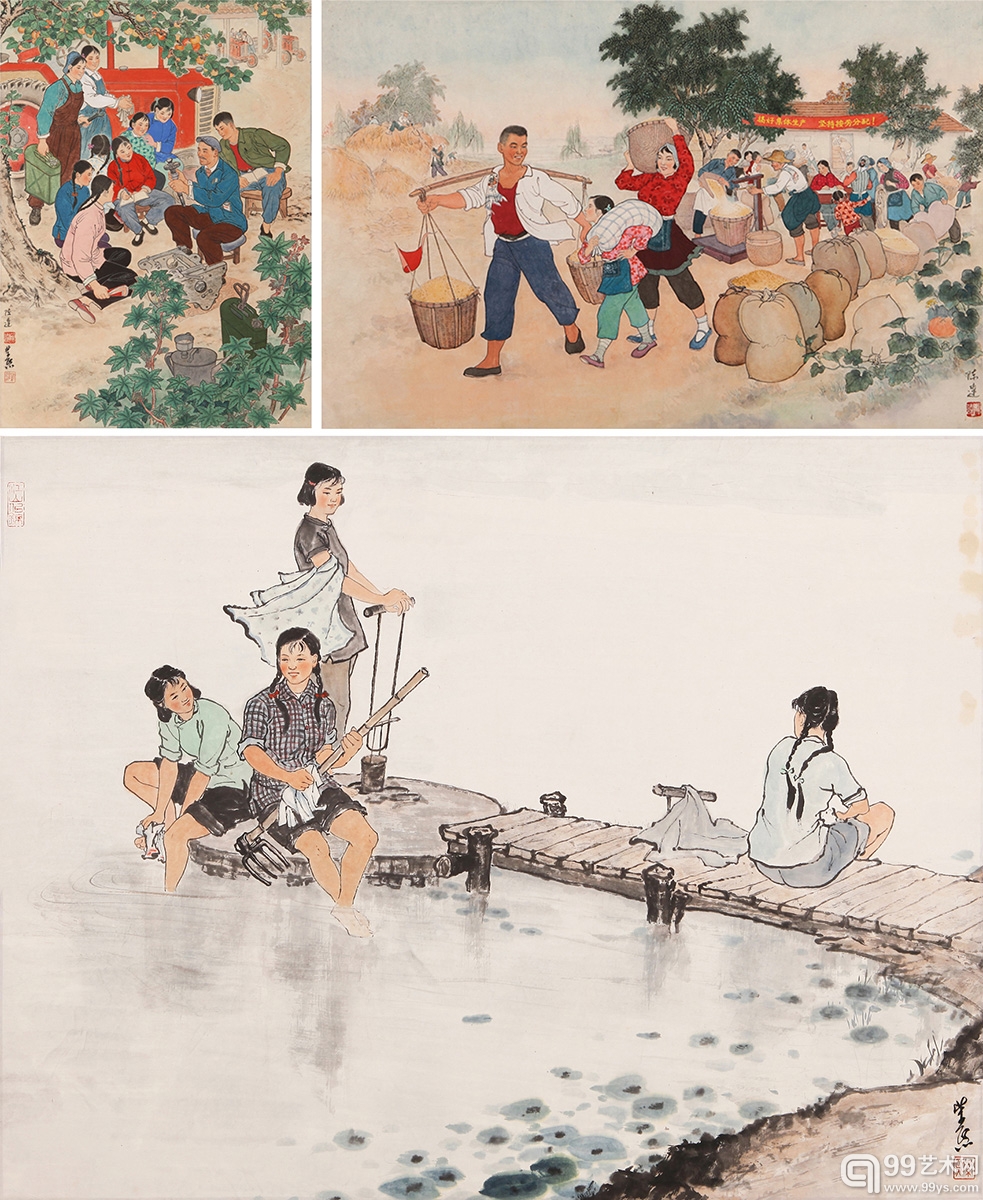 魏紫熙、陈达 学技术 77×56cm 设色纸本 镜心