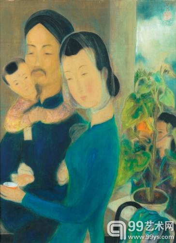 黎谱（Le Pho；1907 - 2001）约1940年代作《小家庭》La Petite Famille