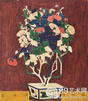 常玉（1910 - 1966）在1950年代作《聚瑞盈香》