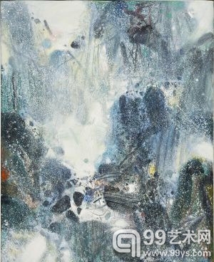 朱德群（1920年生）在1985年作《雪之万象》