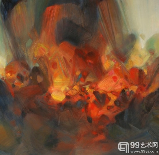 朱德群  火熾的中心  200cm×200cm   2003