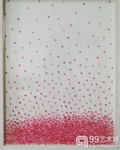 封存的指印2012.4.16，82×60cm，木材玻璃盒、指甲油，2012