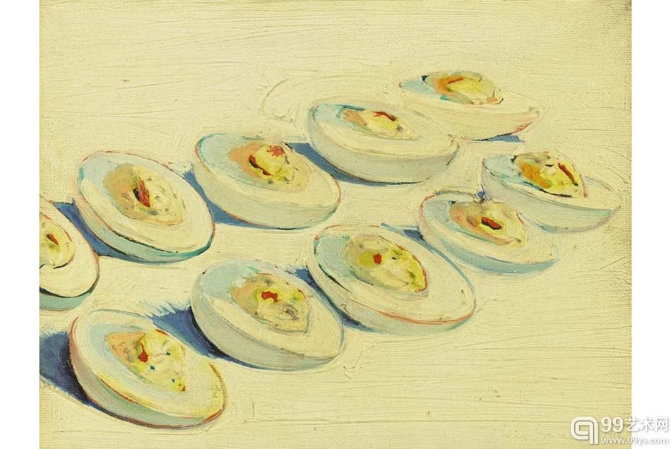 韦恩·蒂埃博（Wayne Thiebaud）的1962年作品《加了辣椒粉的蛋》