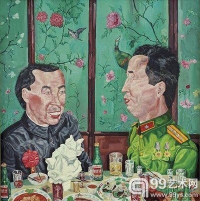 刘炜，《革命家庭系列──晚宴》，1992年作，油画画布，183 x 163公分，估价：1,200万至1,500万港元