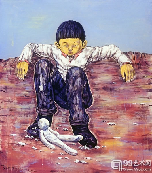 《男孩,玩偶与碎片》.110×97cm.布面丙烯.2012