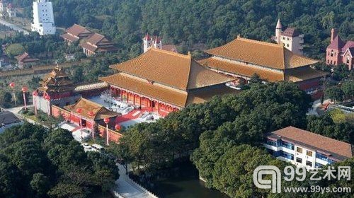 华西村博物馆中部仿古建筑群俯瞰。