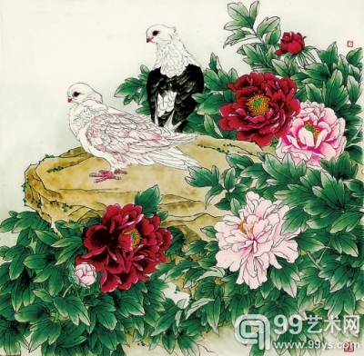 花荫双栖（中国画）卜昭禹.jpg