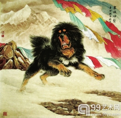 雪域神獒（中国画）卜昭禹.jpg