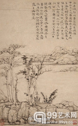 倪瓒的作品《乐圃林居图》 