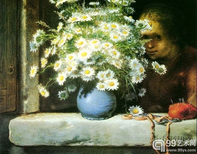 《雏菊花束》1871 - 1874 年，68x83cm ，纸 粉彩巴黎 奥赛博物馆 