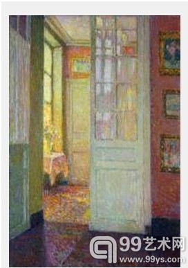 亨利·勒·斯丹纳（Henri Le Sidaner）作品《内室》（Interior）