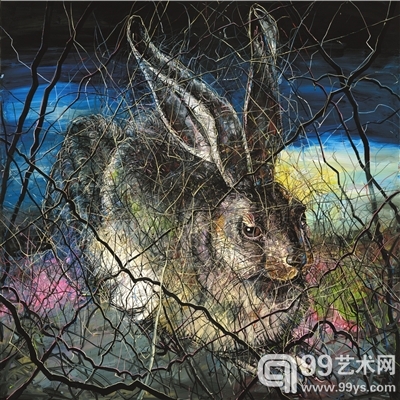 曾梵志《兔子》布面油画400×400cm2012年作 曾梵志工作室供图