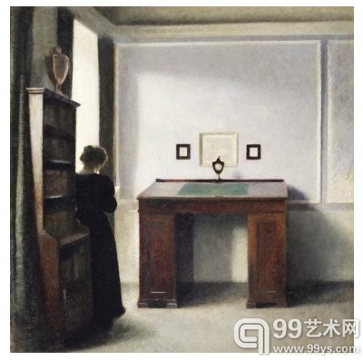 海默修依作品：左《插花的女人》(1900年) 右《大英博物馆》(1906年)