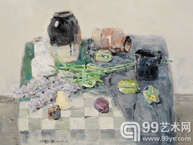 杨明清 静物 油画 80×60cm